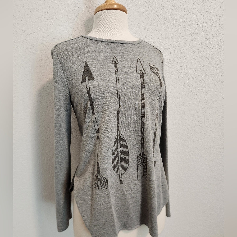 L.O.L. Vintage Gray Arrow Print Long Sleeve Tee